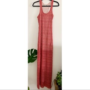 LC Lauren Conrad Crochet Pink Maxi Dress